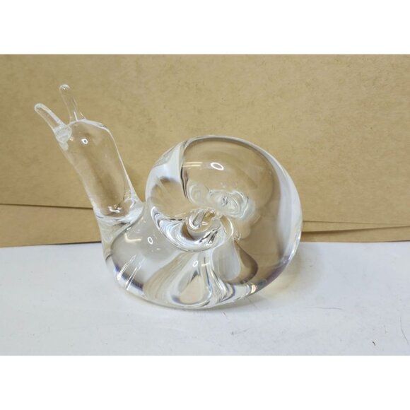Handblown Glass Snail Figurine Clear Collectible Decor - Picture 3 of 6